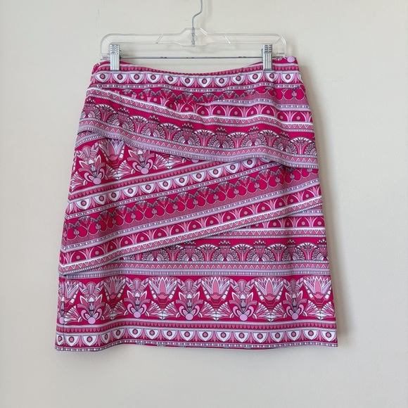 J. McLaughlin Nicola Geometric Stripe Layered Skirt Large Pink - Picture 1 of 6